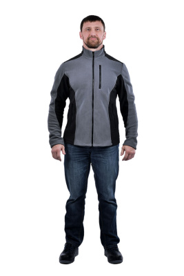 Толстовка «КУР 748» флис серая с чёрным